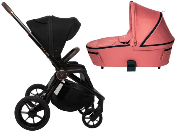 MUUVO Quick SE 2 - wózek wielofunkcyjny, zestaw 2w1 z gondolą Quick 3.0 | Sunset Black + Pure Pink (+ ADAPTERY)