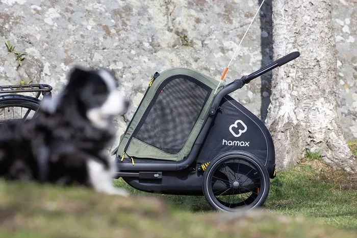 HAMAX Pluto M - przyczepka rowerowa dla psa do 35 kg | Green/Black