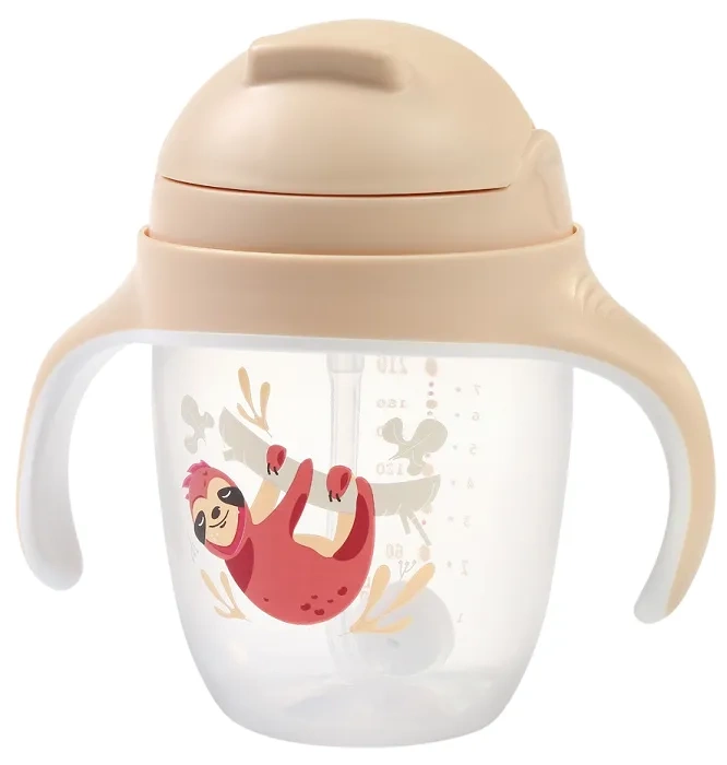 BABYONO - kubek niekapek z obciążoną słomką | Beżowy