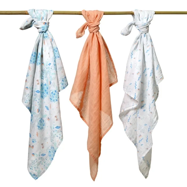 BABYONO - bawełniane pieluszki muślinowe 70x70 cm, zestaw 3 szt. | Morelowe