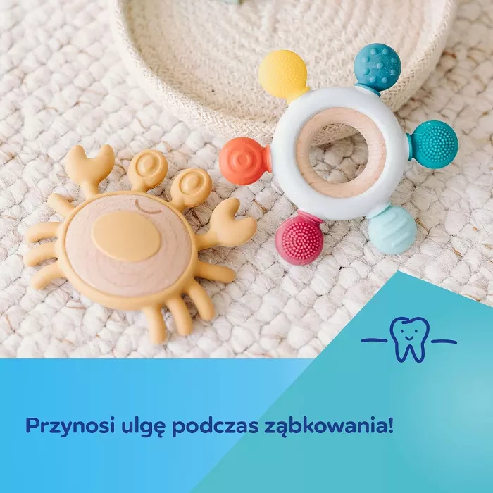 CANPOL BABIES - gryzak drewniano- silikonowy dla niemowląt | KRAB