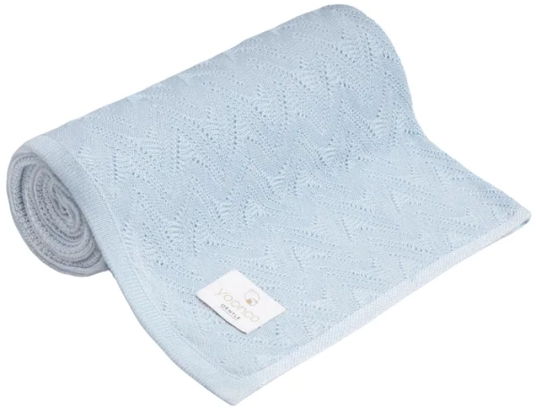 YOONCO Mgiełka - lekki kocyk bambusowy 80x100 cm | Ażur Niebieski