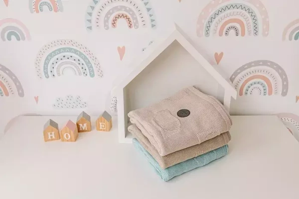 YOONCO Ptaszki - kocyk bambusowy 90x90 cm | Różowy Ciemny