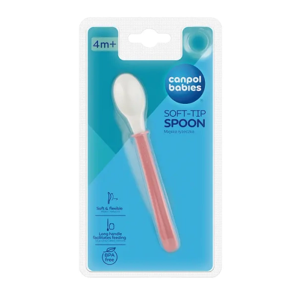 CANPOL BABIES - elastyczna łyżeczka z długim uchwytem | różowa