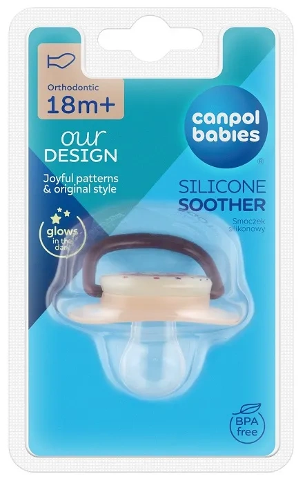 CANPOL BABIES Night Dreams - smoczek uspokajający silikon 18 m+ anatomiczny | różowy
