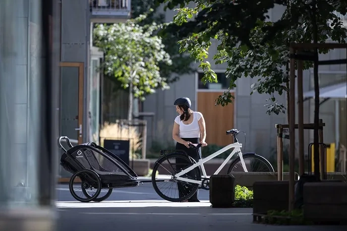 HAMAX Cocoon One - jednoosobowa przyczepka rowerowa z zestawem do biegania | Grey/Black