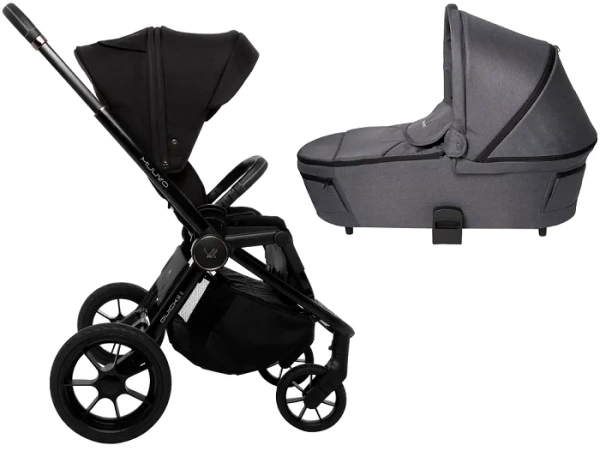 MUUVO Quick SE 2 - wózek wielofunkcyjny, zestaw 2w1 z gondolą Quick 3.0 | Chromium Black + Iron Graphite
