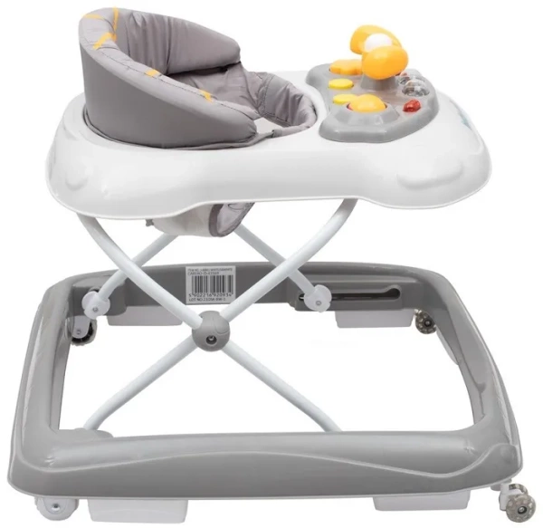 BABY MIX - chodzik z kierownicą i silikonowymi kółkami | Szary