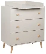 YOONCO - łóżeczko drewniane Timio z szufladą + komoda z przewijakiem | Beż