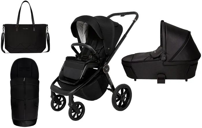 MUUVO Quick SE 2 - wózek wielofunkcyjny, zestaw 2w1 z gondolą Quick 3.0 | Chromium Black + Jet Black (+ ADAPTERY)