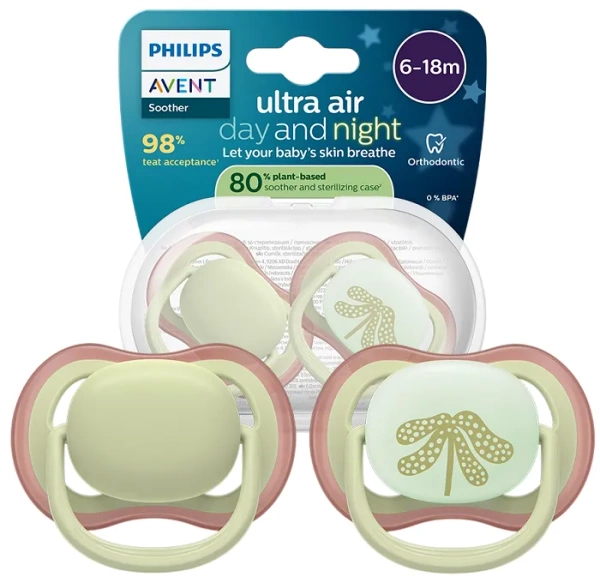 PHILIPS AVENT Ultra Air Day&Night - smoczek ortodontyczny 2 szt. | 6-18 m