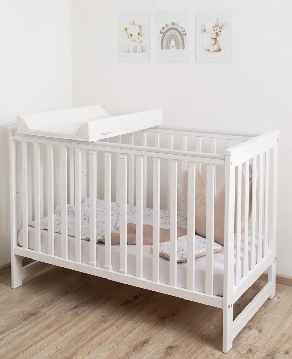 YOONCO - łóżeczko Iwi + komoda + przewijak miękki Sarenka | Beż-Buk