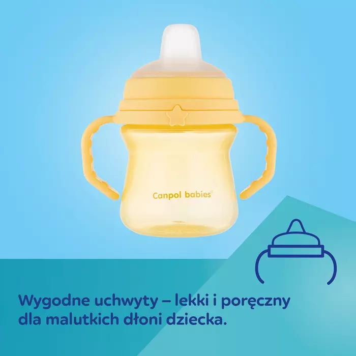 CANPOL BABIES - kubek z silikonowym ustnikiem FirstCup 250ml | różowy