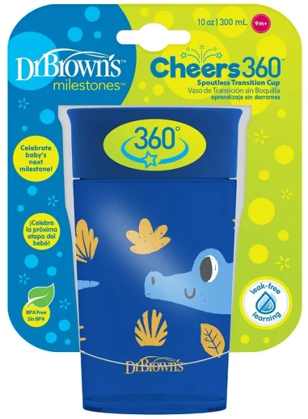 DR BROWN'S Cheers 360° - kubek "picie jak ze szklanki" 300 ml, 9 m+ | Niebieski