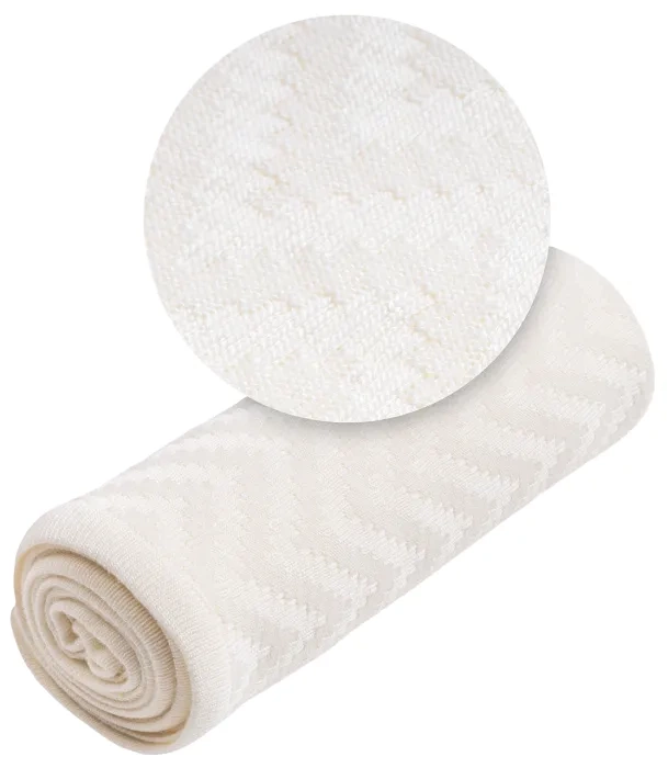 YOONCO Mgiełka - lekki kocyk bambusowy 80x100 cm | Jodełka Kremowy