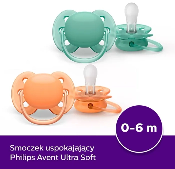 PHILIPS AVENT Ultra Soft - smoczek ortodontyczny 2 szt. | 0-6 m