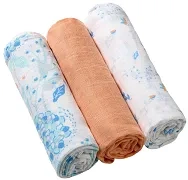 BABYONO - bawełniane pieluszki muślinowe 70x70 cm, zestaw 3 szt. | Morelowe