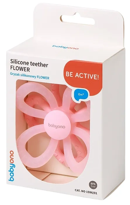 BABYONO - gryzak silikonowy Flower | Różowy