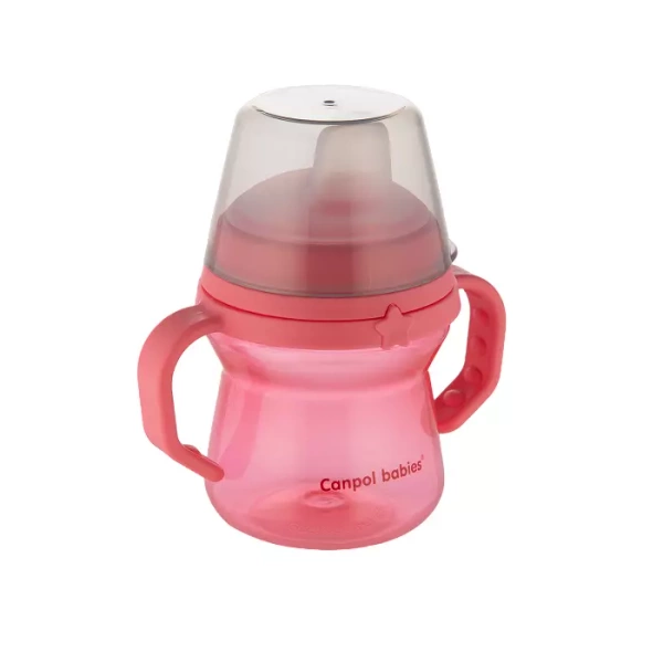 CANPOL BABIES - kubek z silikonowym ustnikiem FirstCup 150ml | różowy