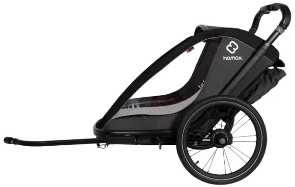 HAMAX Cocoon - dwuosobowa przyczepka rowerowa z zestawem do biegania | Grey/Black
