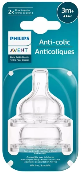 PHILIPS AVENT Anti-colic - antykolkowy smoczek do butelki 2 szt. | 3 m+