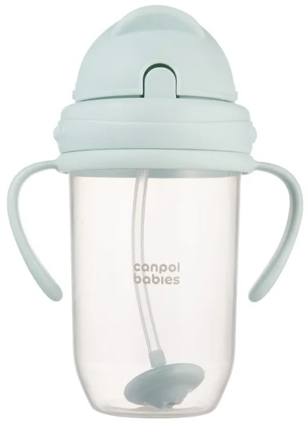 CANPOL BABIES - kubek niekapek z rurką i odważnikiem 270 ml | Zielony