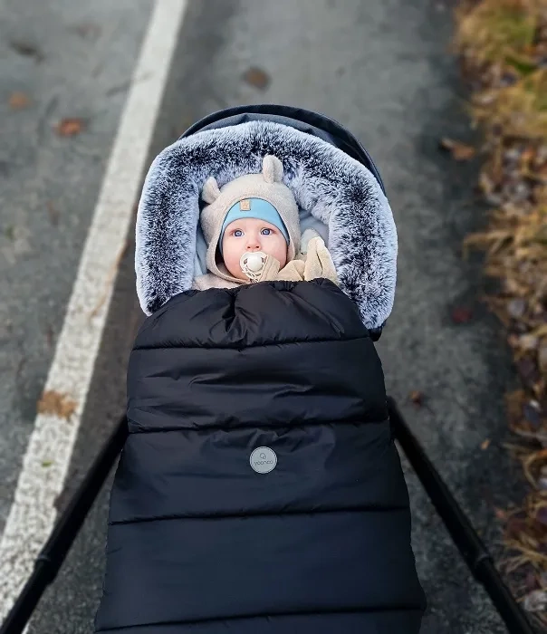 YOONCO - regulowany zimowy śpiworek do wózka z 5-punktowymi wycięciami na pasy | Rosewood