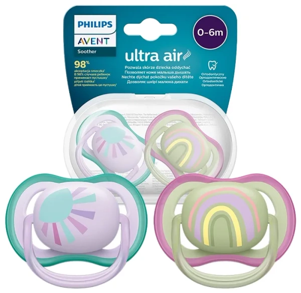 PHILIPS AVENT Ultra Air - smoczek ortodontyczny 2 szt. | 0-6 m