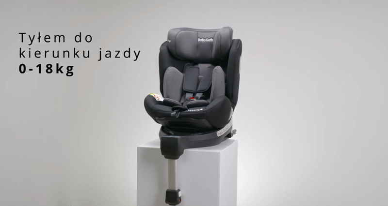 BABYSAFE Westie - obrotowy multimedialny fotelik samochodowy RWF FWF 0-18 kg | Grey-Black