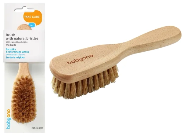BABYONO - szczotka z naturalnego włosia | średnio miękka