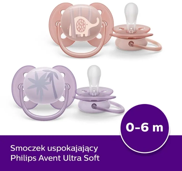 PHILIPS AVENT Ultra Soft - smoczek ortodontyczny 2 szt. | 0-6 m