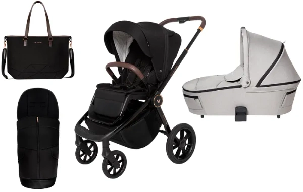 MUUVO Quick SE 2 - wózek wielofunkcyjny, zestaw 2w1 z gondolą Quick 3.0 | Sunset Black + Steel Grey