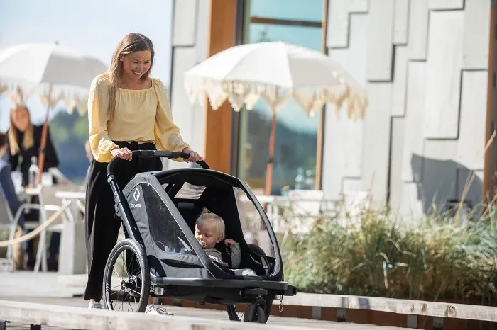 HAMAX Breeze - dwuosobowa przyczepka rowerowa z zestawem do biegania | Black