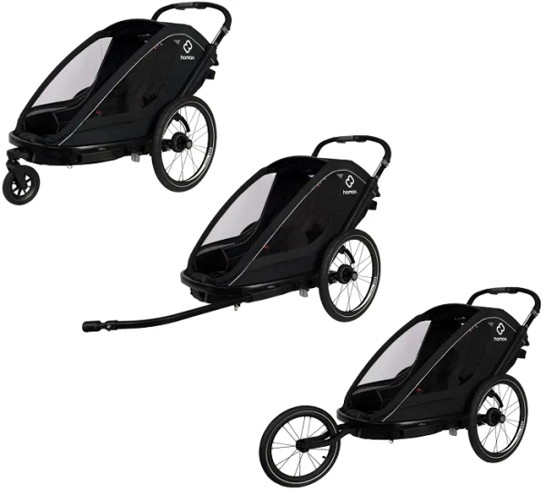 HAMAX Breeze - dwuosobowa przyczepka rowerowa z zestawem do biegania | Black