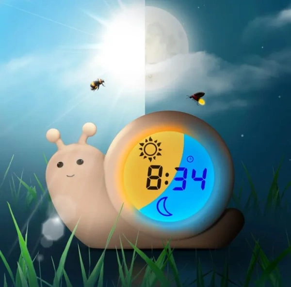 ALECTO Simon - trener snu 2w1: lampka nocna i budzik | beżowy ślimak