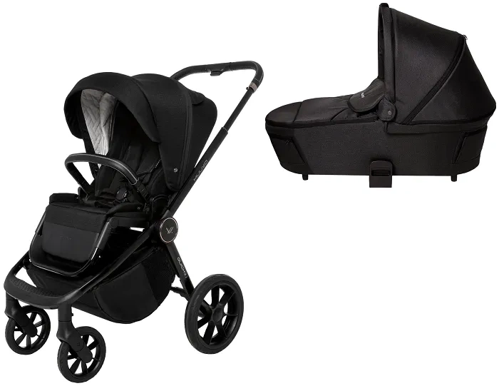 MUUVO Quick SE 2 - wózek wielofunkcyjny, zestaw 2w1 z gondolą Quick 3.0 | Chromium Black + Jet Black (+ ADAPTERY)