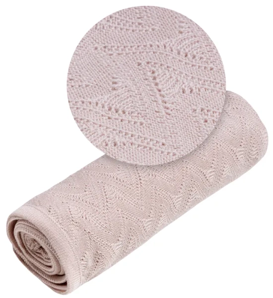 YOONCO Mgiełka - lekki kocyk bambusowy 80x100 cm | Ażur Różowy