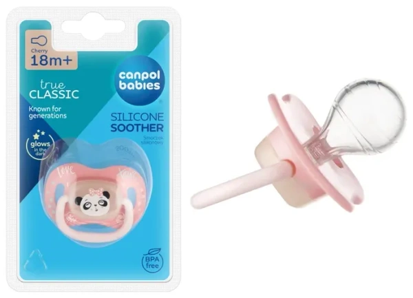 CANPOL BABIES Exotic Animals - smoczek uspokajający silikon 18 m+ okrągły | Panda