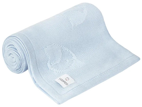 YOONCO Ptaszki - kocyk bambusowy 90x90 cm | Błękitny