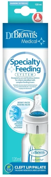 DR BROWN'S Options+ - antykolkowa, wąska butelka standard 120 ml, rozszczep wargi/podniebienia | 0 m+