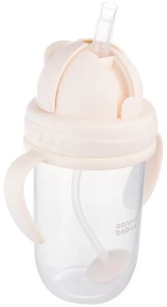CANPOL BABIES - kubek niekapek z rurką i odważnikiem 270 ml | Kremowy