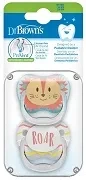 DR BROWN'S Prevent - 2 x smoczek ortodontyczny "Zwierzęta", niebieski | 0-6 m