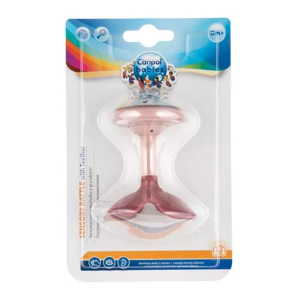 CANPOL BABIES- sensoryczna grzechotka z gryzakiem | różowa