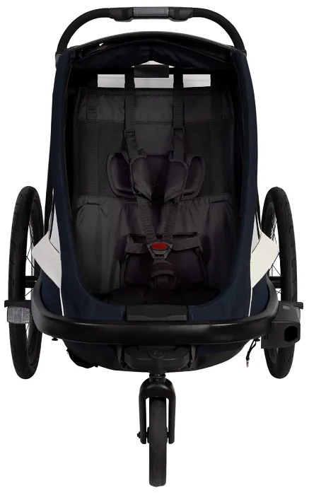 HAMAX Breeze One - jednoosobowa przyczepka rowerowa z zestawem do biegania | Navy/Cream