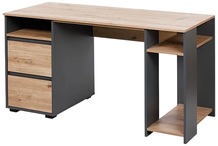 LITTLESKY BY H. KLUPŚ Dalia - biurko młodzieżowe z szufladami i półkami | Antracyt-Dąb