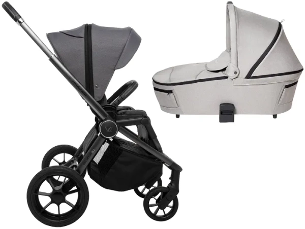 MUUVO Quick SE 2 - wózek wielofunkcyjny, zestaw 2w1 z gondolą Quick 3.0 | Diamond Graphite + Steel Grey