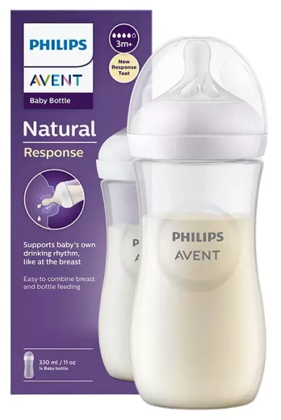 PHILIPS AVENT Natural Response - responsywna butelka antykolkowa 330 ml | 3 m+