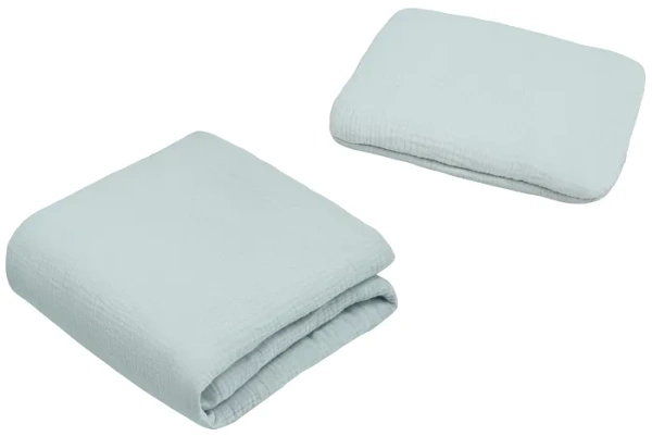 YOONCO - muślinowy komplet: kołderka 80x100 cm + poduszka 22x30 cm | Mięta