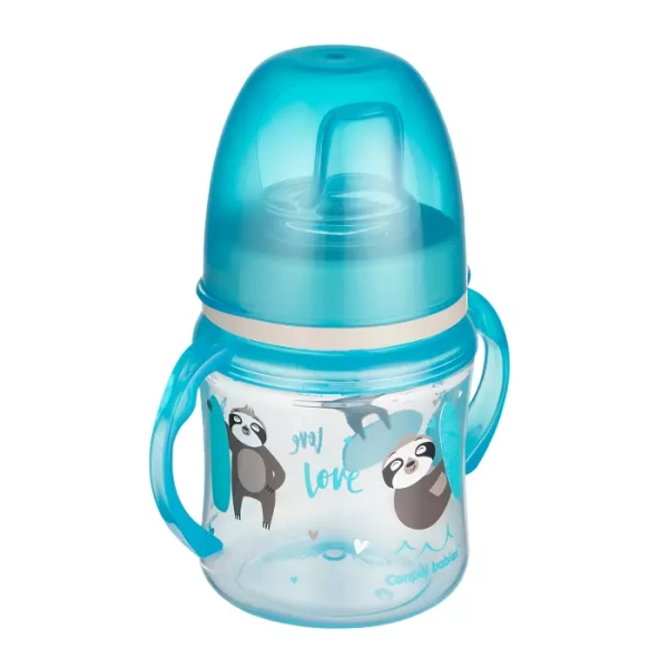 CANPOL BABIES - kubek treningowy silikon 120 ml PP EasyStart | EXOTIC ANIMALS niebieski