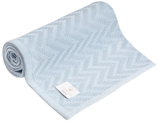 YOONCO Mgiełka - lekki kocyk bambusowy 80x100 cm | Jodełka Niebieski